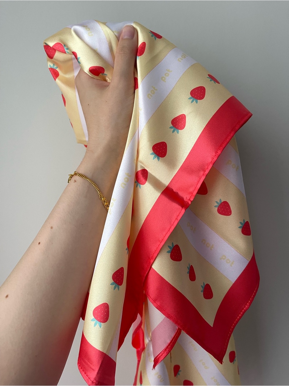 NotPot Strawberry Polyester Satin Square Scarf